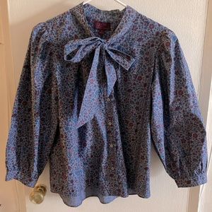 Liberty J Crew floral tie neck blouse, small